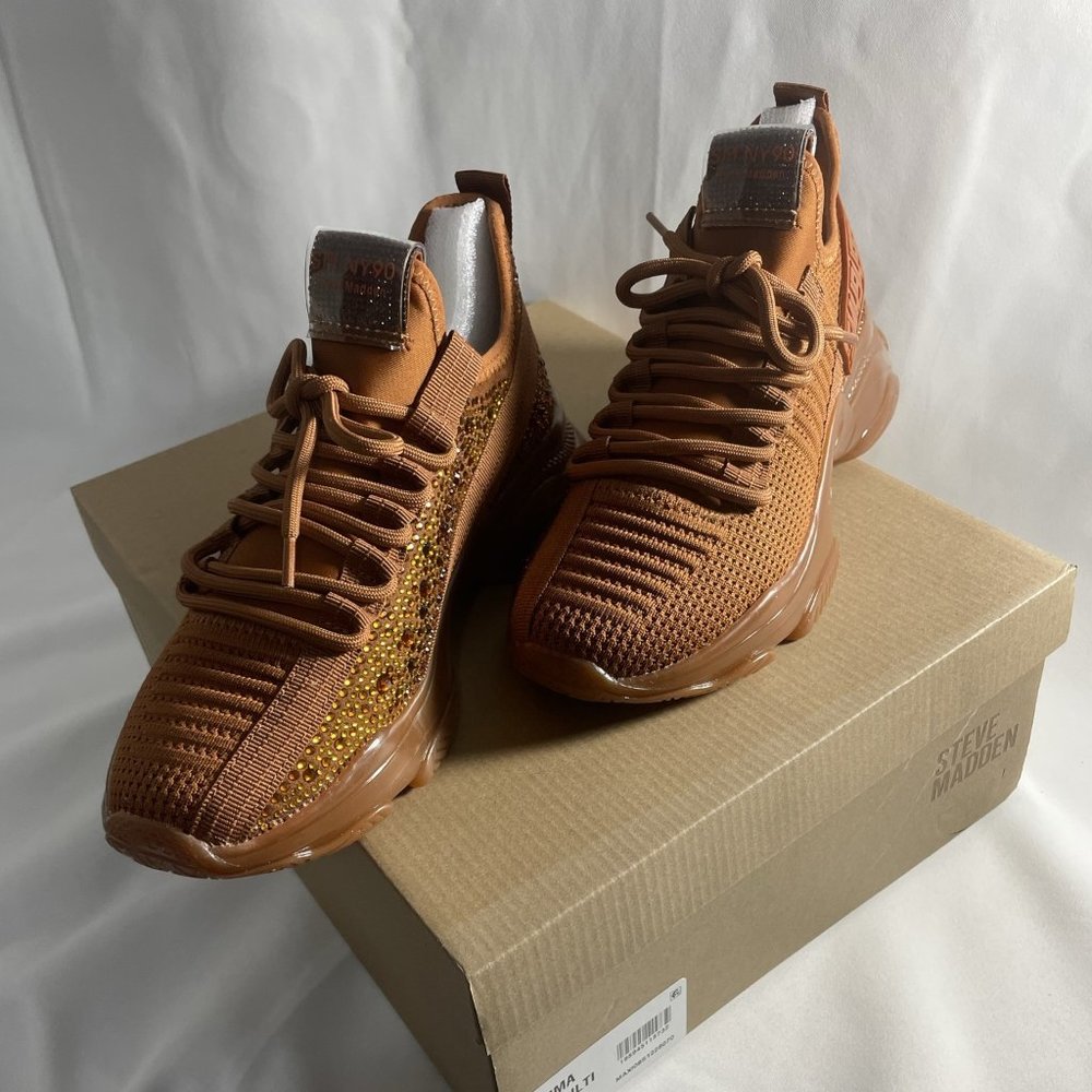 Steve Madden Women's Brown Maxima Rhinestone Bling Sneakers US size 7